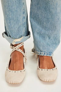 Free People Grace Gems Ballet Flat - Sand Hairy
