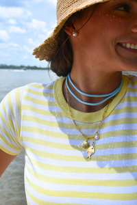 HART 18" Long Link Chain with Fish, Gold Scallop and Cloud Pearl