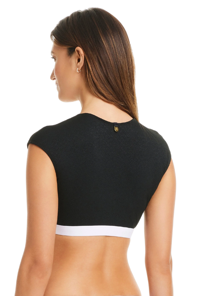 Bleu Cap Sleeve Crop - Black