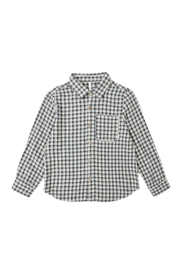 Rylee + Cru Collard Long Sleeve Shirt - Navy Check