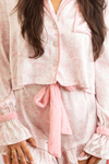 8 Oak Lane Satin Ruffle PJ Short Set - Pink Bow Toile