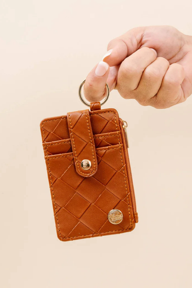 Darling Effect Woven Keychain Wallet - Cognac