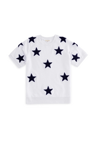 Stars Short Sleeve Sweatshirt - White/Navy