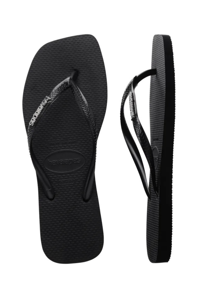 Havaianas Slim Square Logo - Metallic Black