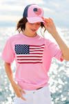 Flag Short Sleeve Sweatshirt - Pink