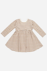 Quincy Mae Ribbed Long Sleeve Dress - Golden Stripe