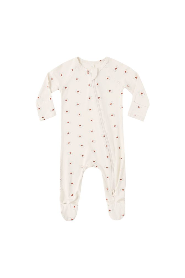 Quincy Mae Bamboo Zip Footie - Valentine