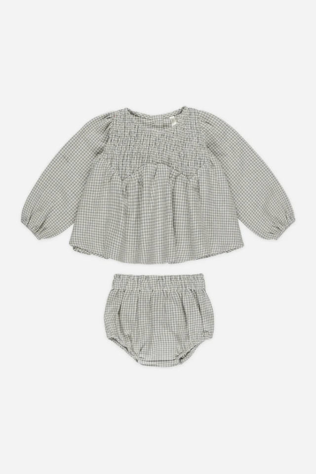 Rylee + Cru Sophia Top + Bloomer Set - Forest Gingham