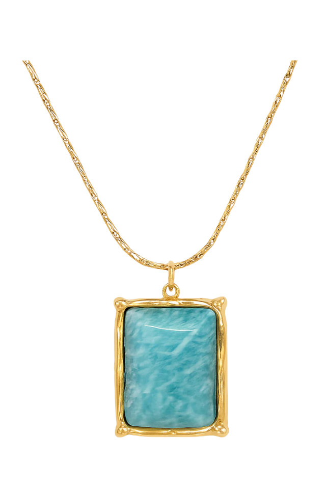 Ellie Vail Winnie Amazonite Pendant Necklace - Gold