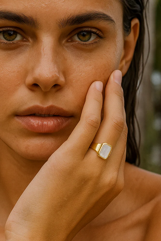 Ellie Vail Twila Mother Of Pearl Ring - Gold