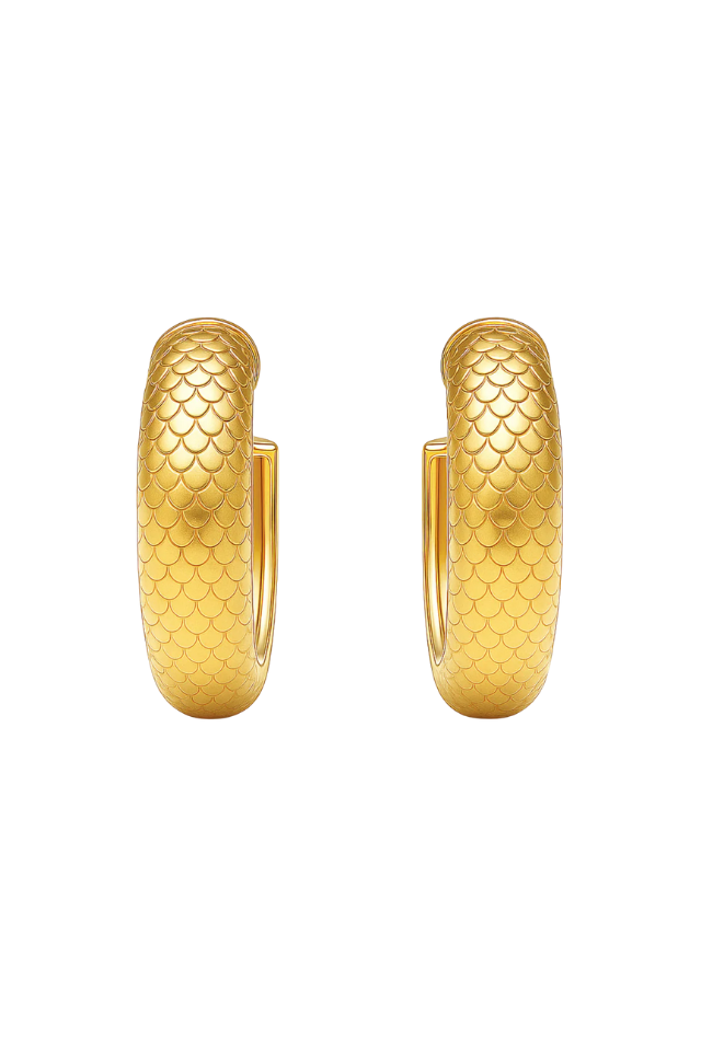 Ellie Vail Nella Fish Scale Medium Hoop Earring - Gold