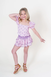 KatieJ NYC Marlee Top - Violet Stripe Floral