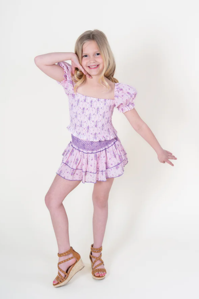 KatieJ NYC Marlee Top - Violet Stripe Floral