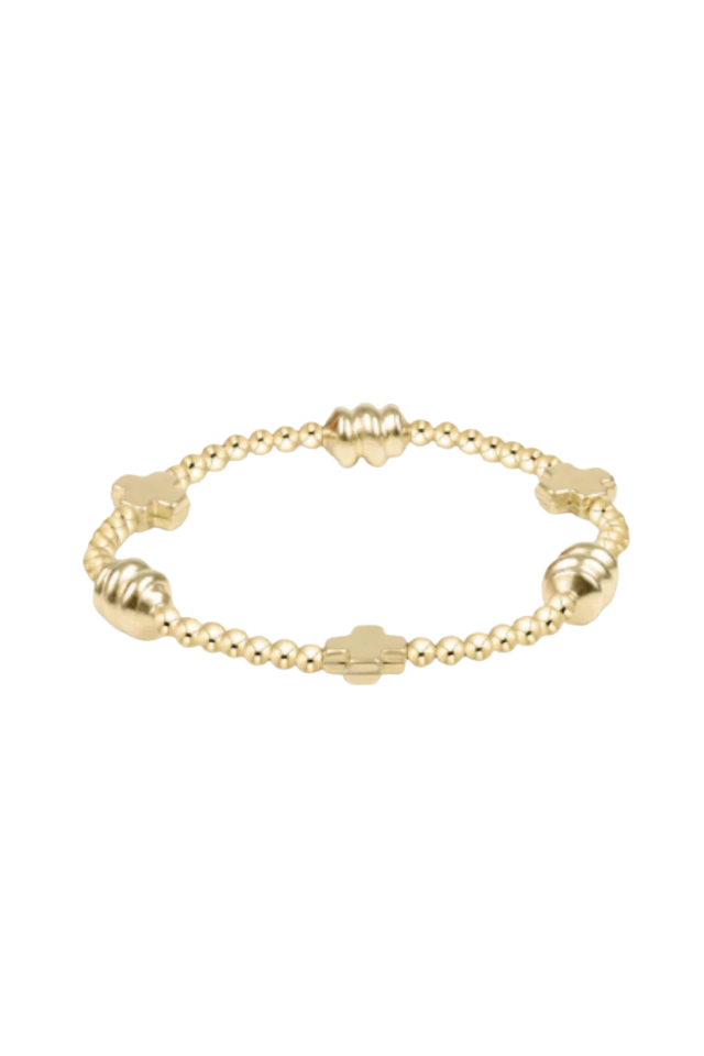 enewton Signature Cross Admire Gold Pattern 3mm Bead Bracelet Gold