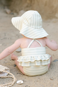 Quincy Mae Sun Hat - Mint Stripe