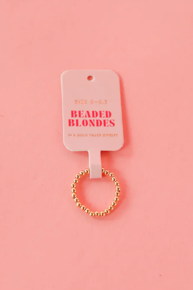 BB Ella 2.5mm Beaded Band Ring - Gold