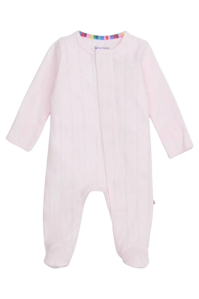 Magnetic Me Pointelle Footie - Love Lines Pink