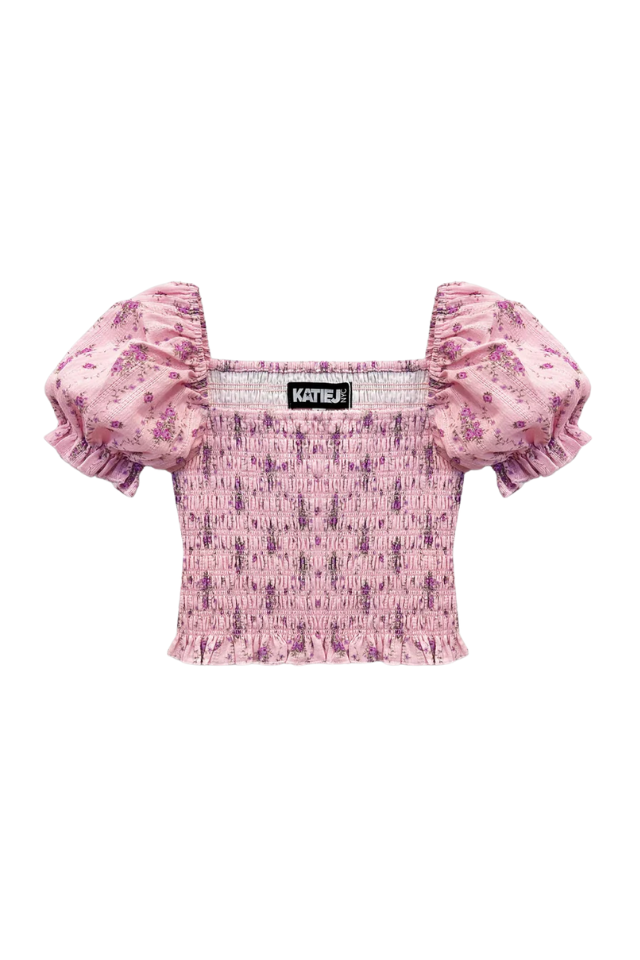 KatieJ NYC Marlee Top - Violet Stripe Floral
