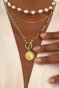 Ellie Vail Stacie Toggle Chain Coin Necklace - Gold