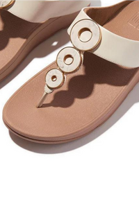 Fit Flop Fino Resin Hoop Leather Toe Post Sandals - Paris Beige