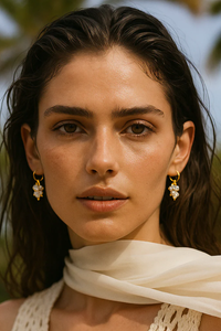 Ellie Vail Soraya Cluster Pearl Huggie Hoop Earring - Gold