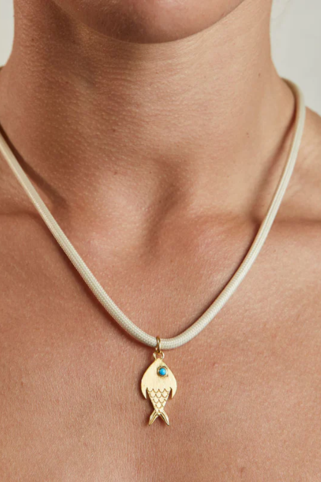 HART Lurex Necklace Cord Gold Fish Charm