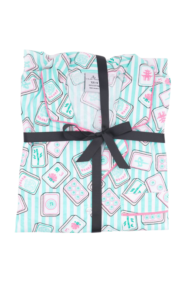 8 Oak Lane Long PJ Set - Mahjong Stripe