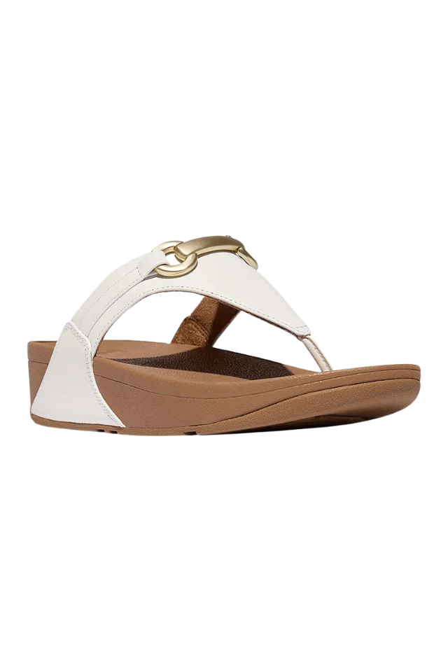 Fit Flop Lulu Chunky Snaffle Leather Toe Post Sandals - Urban White