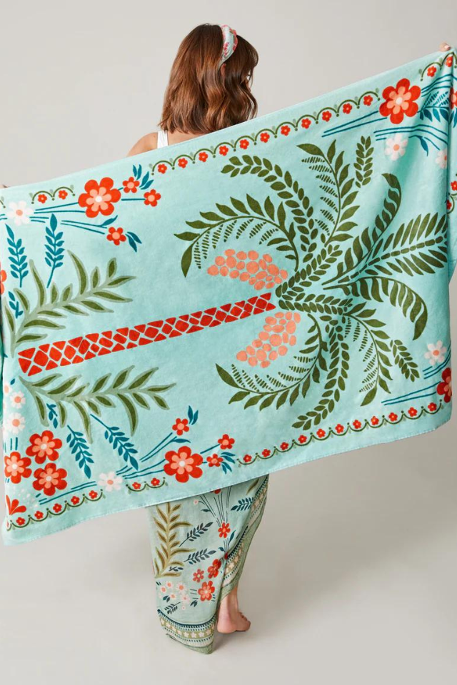 Spartina Beach Towel - Alljoy Landing Palm Tree Light Pastel Green