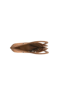 A&B Brown Trim Fish Raffia Handheld Clutch