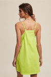 Listicle Sporty Mini Dress with Built In Romper Liner - Lime Green
