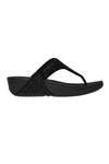 Fit Flop Lulu Crinkled-Shimmer Toe Post Sandals - Metallic Black