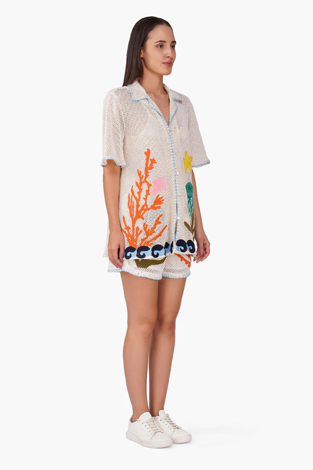 A&B Ocean Multi Thread Embroidered Shirt