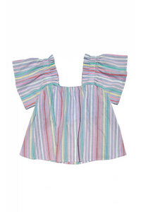 Pleat Isla Top - Sorbet Stripe