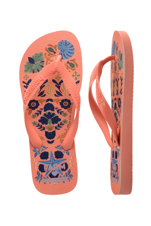 Havaianas Farm Rio Seashell Tapestry Flip Flops - Peach Rose Havaianas Farm Rio Seashell Tapestry Flip Flops - Peach Rose