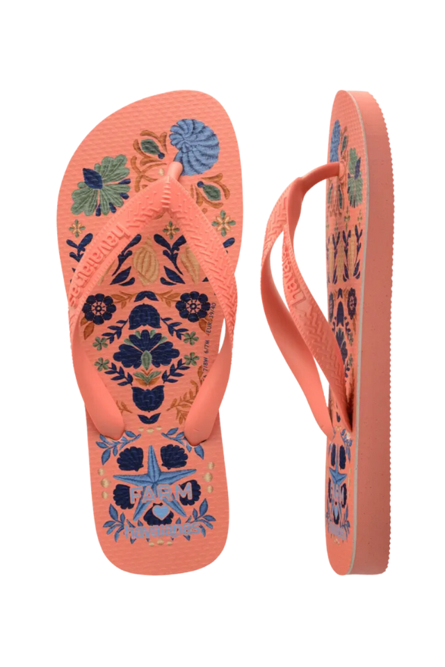 Havaianas Farm Rio Seashell Tapestry Flip Flops - Peach Rose