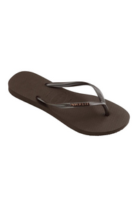 Havaianas Slim Logo Metallic Sandal - Dark Brown