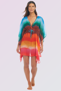 Bleu Chiffon Caftan - Multi