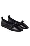 Free People Mania Bow Flat - Black Leather