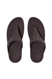 Fit Flop Lulu Crystal Embellished Toe-Post Sandals - Metallic Chocolate Brown