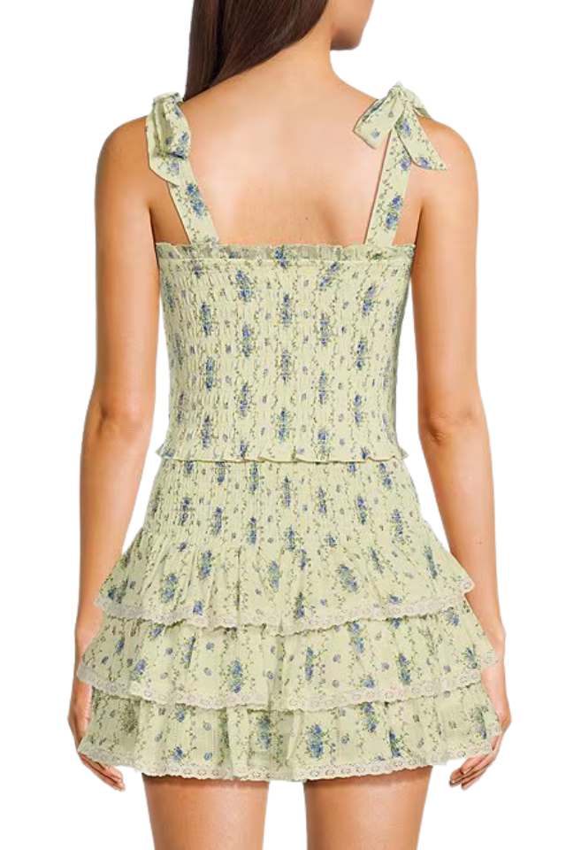 KatieJ NYC Sunny Tie Top - Creme Stripe Floral