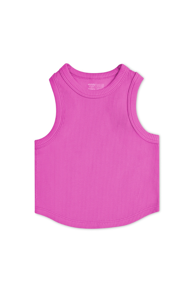 iScream Cropped Ribbed Racerback Tank Top - Pretty Pink