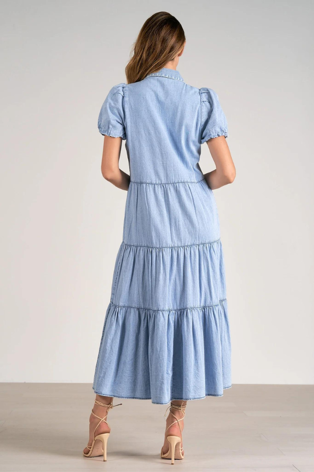 Elan Dress Midi Short Sleeve - Blue Wash