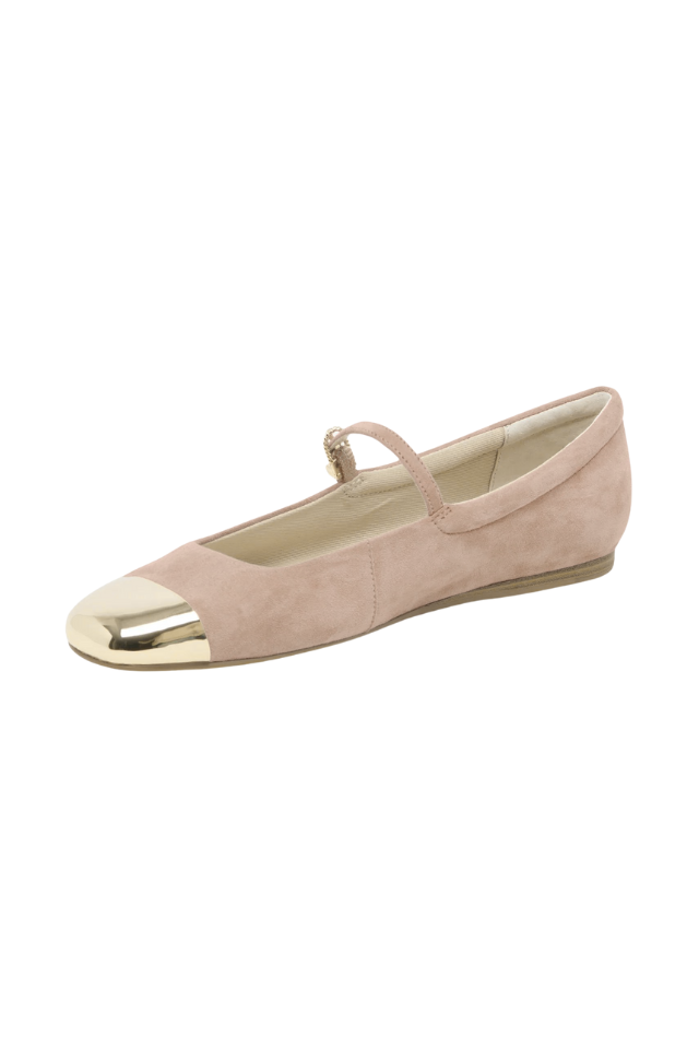 Dolce Vita Reyes Toe Cap Ballet Flats - Tan Suede