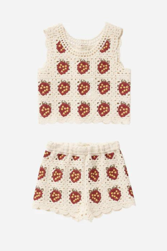 Rylee + Cru Crochet Tank Set - Strawberry