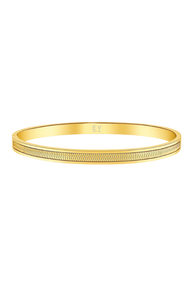 Ellie Vail Nic Herringbone Bangle Bracelet - Gold
