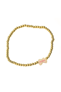 BB Acrylic Bow Beaded Gold Bracelet - 6.75