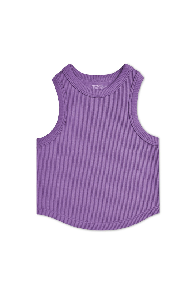 iScream Cropped Ribbed Racerback Tank Top - Vivid Violet