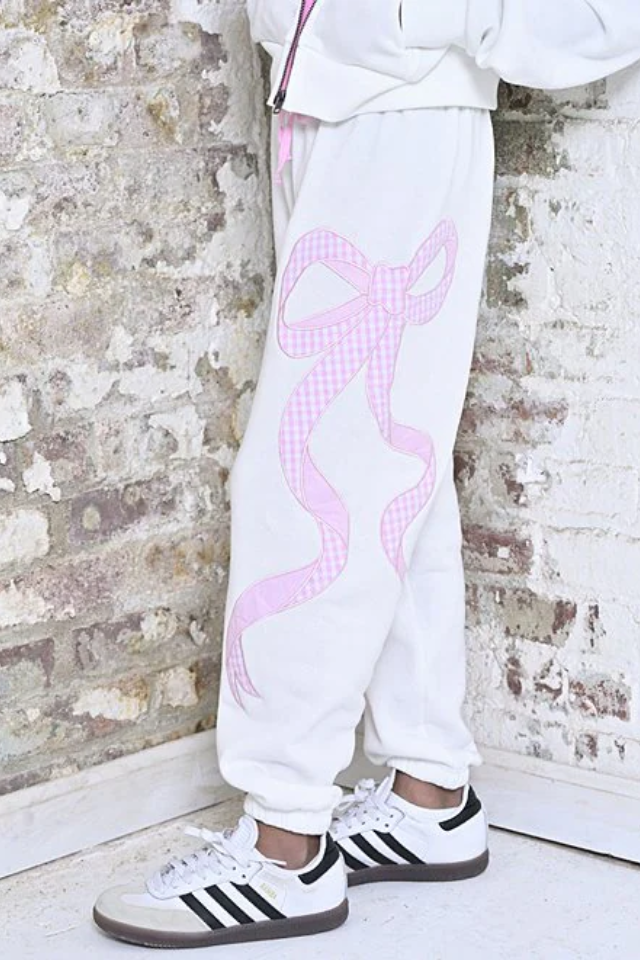 KatieJ NYC Dylan Bow Pant - Pink Seersucker