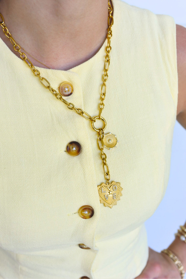 Ellie Vail Nikita Toggle Chain Medallion Lariat Necklace